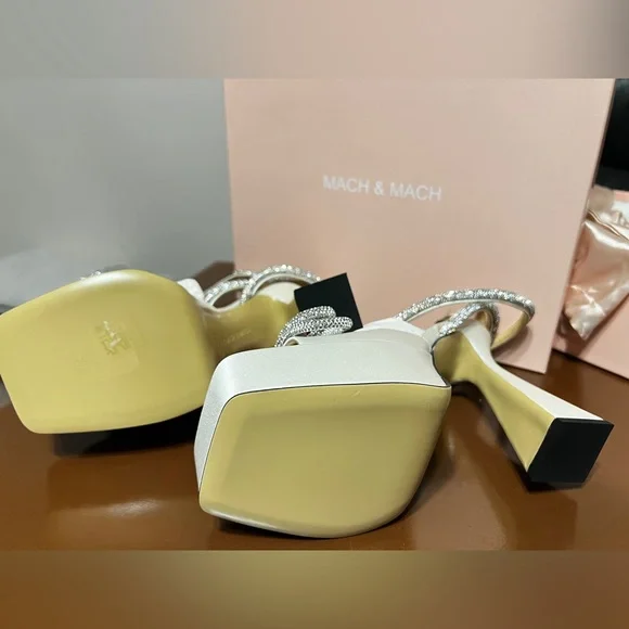 MACH & MACH Silver and White Crystal Heels - Picture 5 of 5